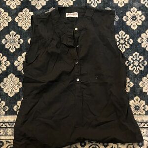 Black Sleeveless Button-Front Women's Top